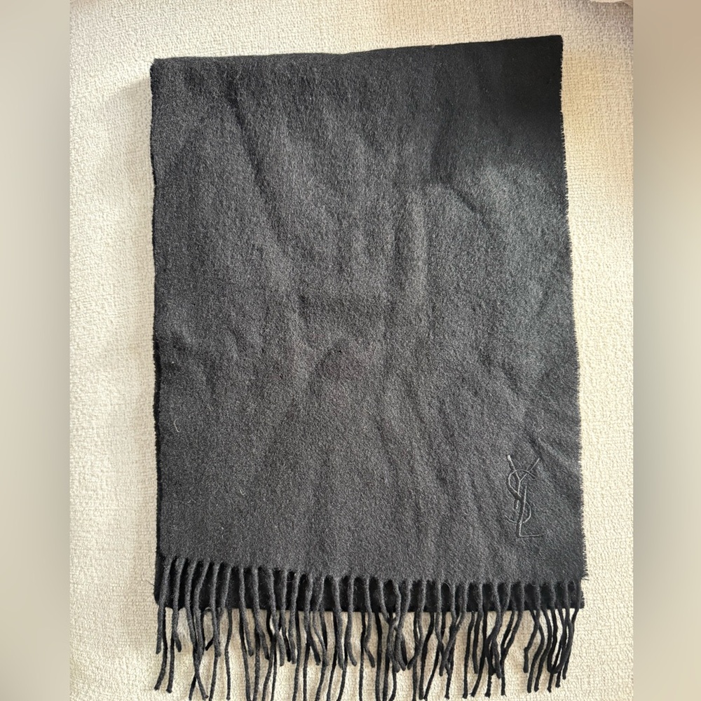 Yves Saint Laurent Black Wool Scarf